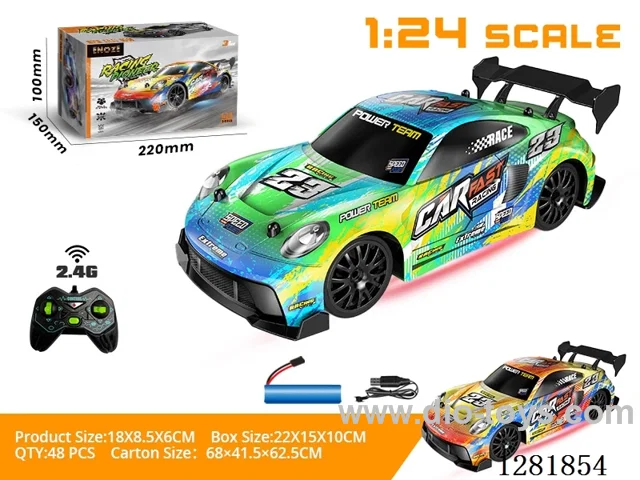 1:24 Drift Racing Car with Lights (2.4G - Battery Not Included) Green / Orange