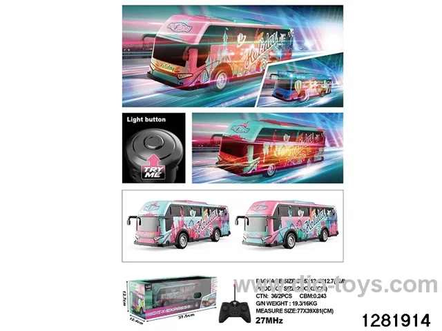 Four-way remote control bus with color-changing lights
