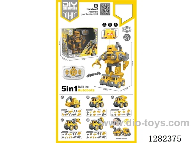5-in-1 Transformable Remote-Control Engineering Series - Sound & Light, Battery Included