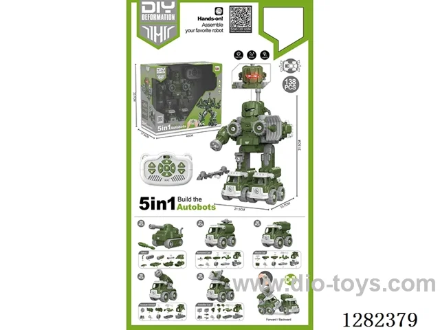 5-in-1 Transformable Remote-Control Military Series - Sound & Light, Battery Included