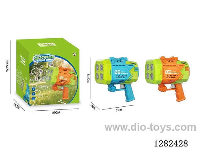 4-Cylinder 32-Hole Light-Up Short Space Bubble Gun 120ML*2 (Batteries Included)