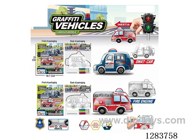 Inertia Inflatable Graffiti Police Car & Fire Truck with Pipes