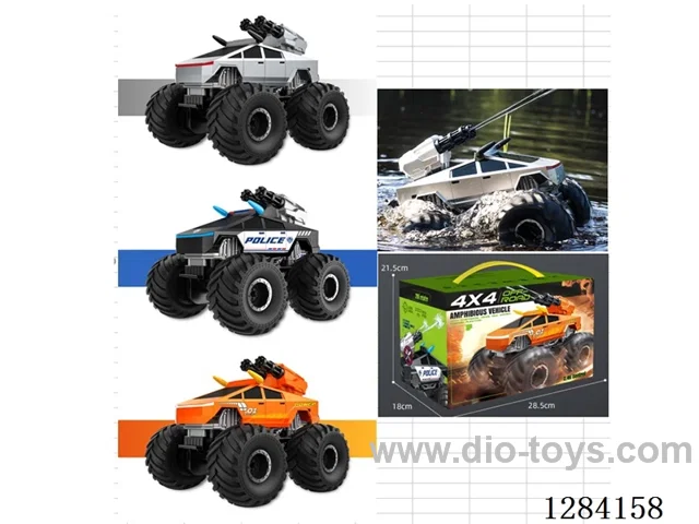 Amphibious Land-Water Vehicle 1:20 4WD 2.4G RC Waterproof Water Cannon Function Waterproof Remote Control included battery