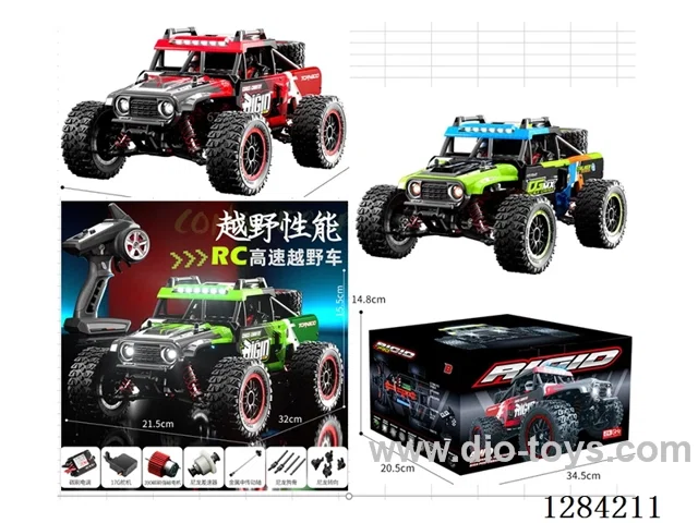 High-Speed Car, Brushed Motor, 1:16 , 35 km/h, 4WD, 2.4 GHz RC, Lights included battery