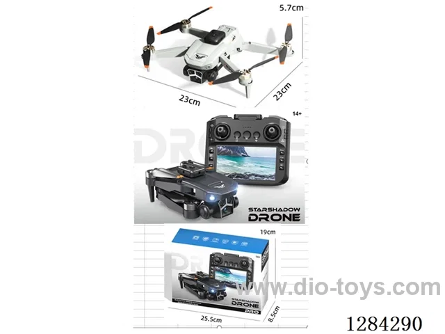 RC Drone / Brushless Motors / 2.4 GHz / 4.3-inch Display / Altitude Hold / Lights / Obstacle Avoidance / Dual Cameras / App Control / Photo / Video included battery