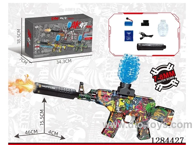 Mini AK-47 water bullet gun (New Version with Spray Light Effect)included battery