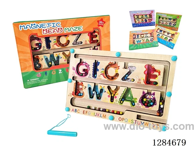 Wooden Alphabet Maze Pen-Tracing Bead Game
