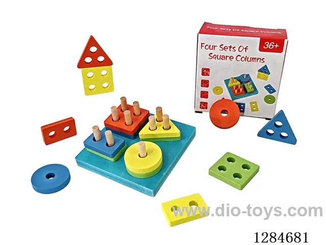 Wooden Square Four-Pillar Set