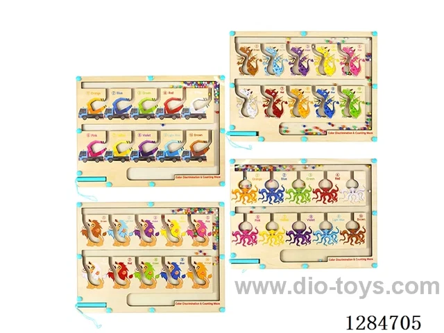 Wooden Maze Pen-and-Bead Game - 4 Styles