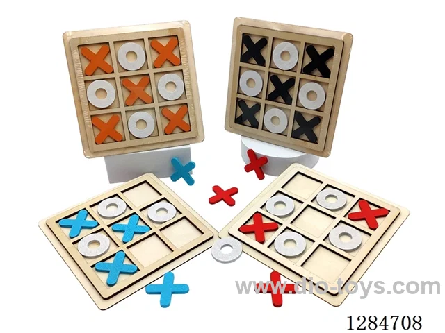Wooden Tic-Tac-Toe Set (14PCS, Assorted Colors)