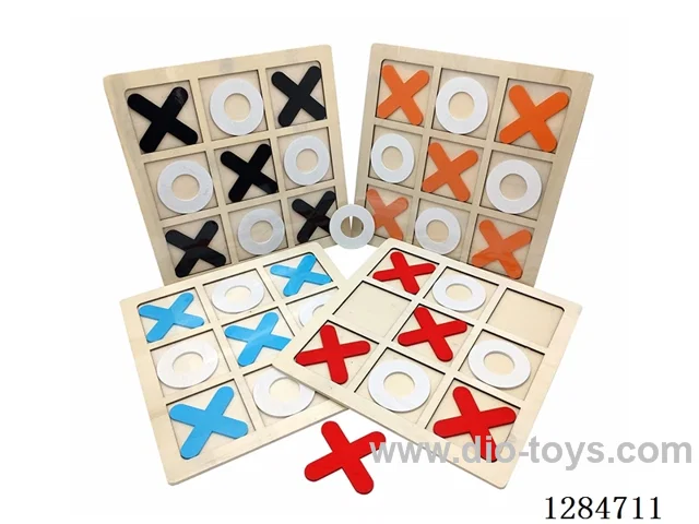 Wooden Tic-Tac-Toe Set (30PCS, Assorted Colors)