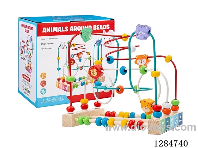 Wooden Animal Number Bead Stringing (3 Strings)