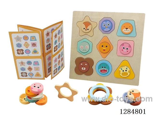 Wooden Animal Puzzle & Geometric Tiles