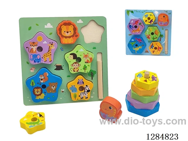 Wooden Animal Pillar-Stacking Puzzles (Various Styles)
