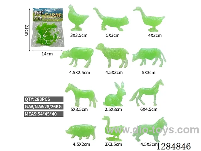 Small Solid Glow-in-the-Dark Farm Animals (12-Pack)