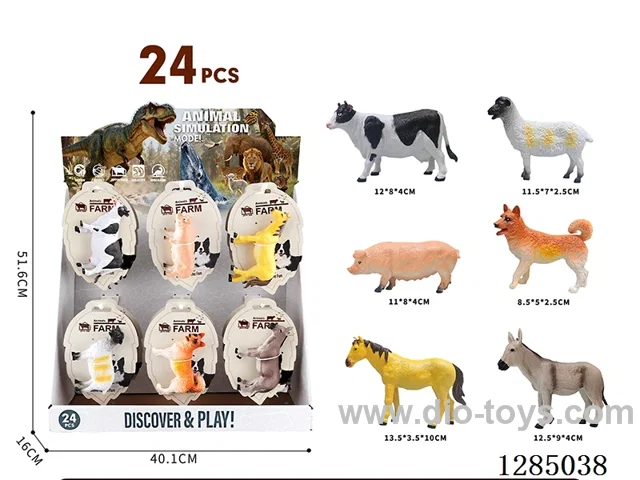 Farm Animals (6 Varieties, 24 PCS) Hanging Board Display Box