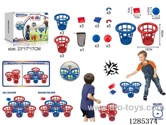 Throw-and-Catch Basket + Sandbags + Hole Balls 2-in-1 (6 Baskets)