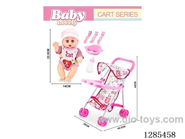 Metal Push Cart with Tray + 10-inch Hollow Doll with music