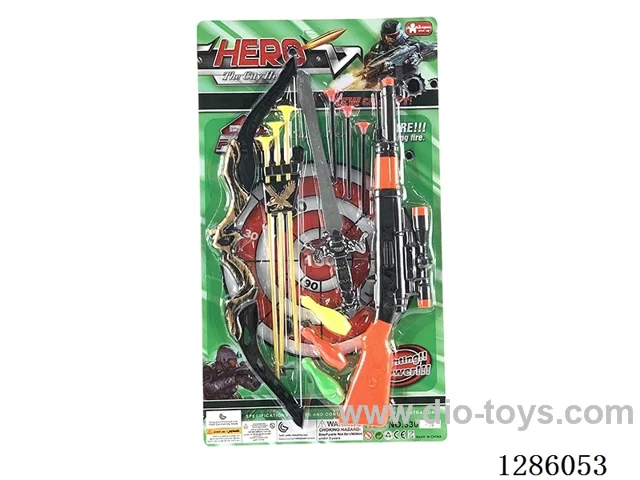 soft bullet gun + bow and arrow