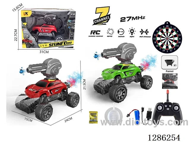 1:16 27MHz RC 7ch 4-Wheel Rock Crawler + RC Water Cannon Turret + Spray + One-Button Demo + 1 Pack of Dry Water Ammo + 1 Loading Funnel + Spotlight + Spray Bottle with Water Filler (Battery included)