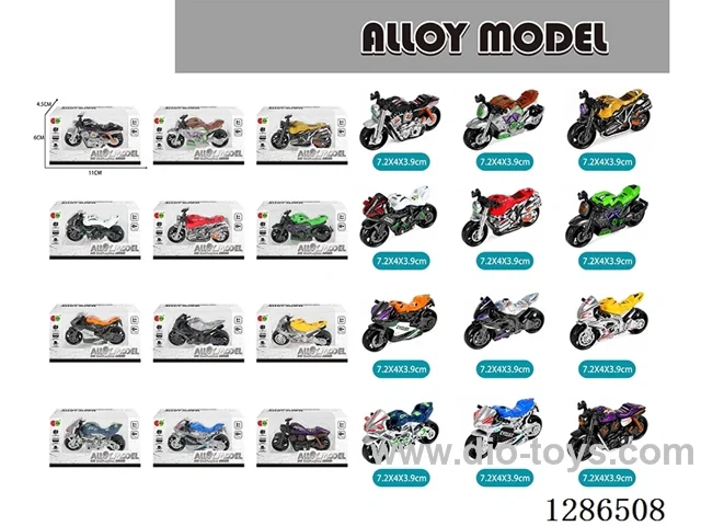 Free Wheel Alloy Motorcycles (6 models, 12 colors, assorted)