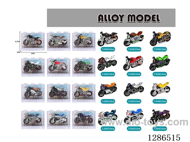 Free Wheel Alloy Motorcycles (6 models, 12 colors, mixed pack)