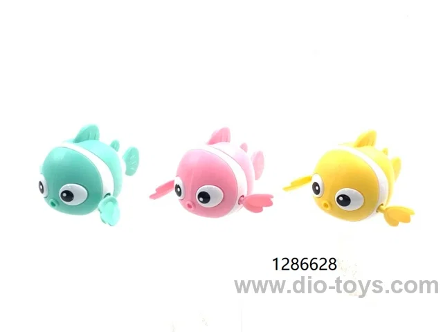 clockwork-wound, bathroom-swimming, water-playing, clownfish toy in  opp bag