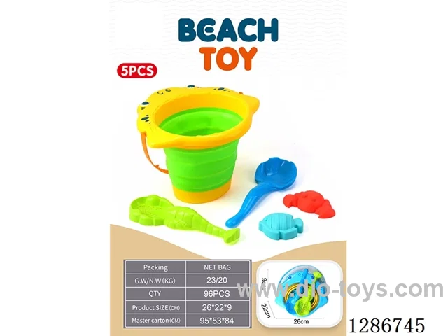 Medium-Sized Folding Beach Buckets, 5PCS 2 colors