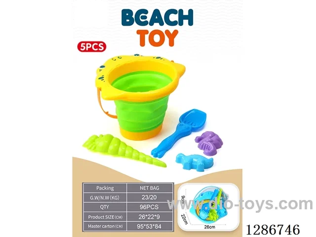 Medium-Sized Folding Beach Buckets, 5PCS 2 colors