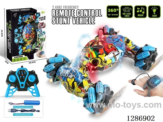 2.4G RC Stunt Side-Wheel Drive Transformable Car W L/M/ Dual Remote Control Version(Battery Included)