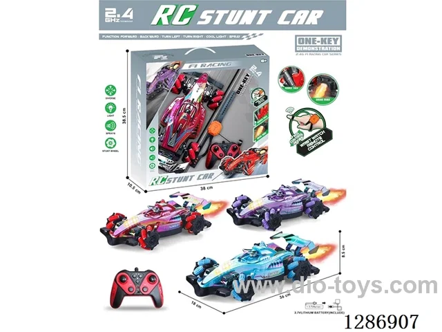 2.4G 9ch 1:12 Dual Remote Control rc car W L/M/ Spray(Battery Included) Red, Blue, Purple 3-Colors (GCC)