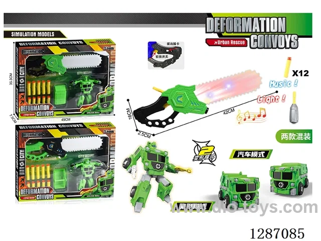 DIY Sanitation Transformer Car Catapulted Saw Set (W, L/M), Includes 3 AG13 Batteries (2 mixed)