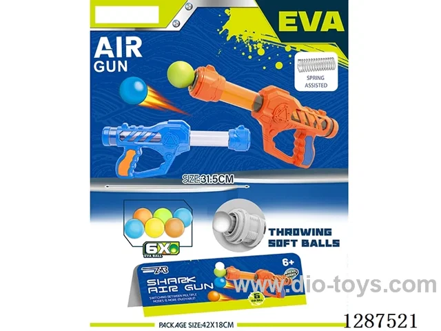Spring-Powered ABS Mechanical (Blue and Orange) Dual-Use Air-Powered Gun (6 balls, 6 EVA bullets)