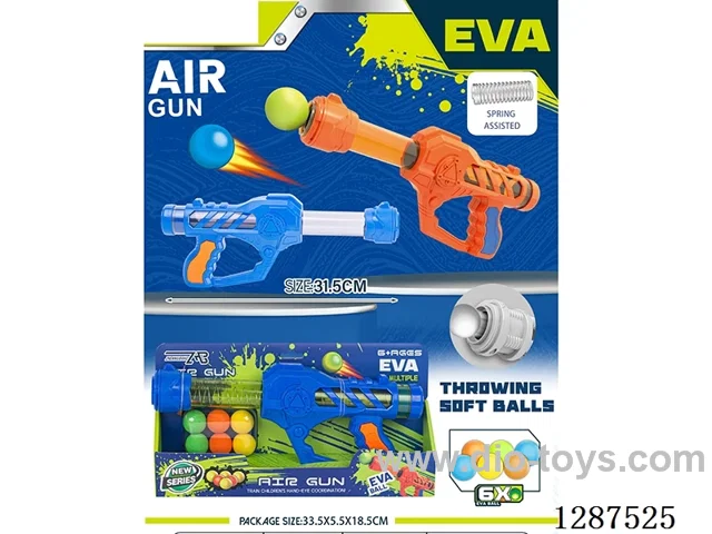 Spring-Powered ABS Mechanical (Blue and Orange) Dual-Use Air Gun (6 Balls, 6 EVA bullets)