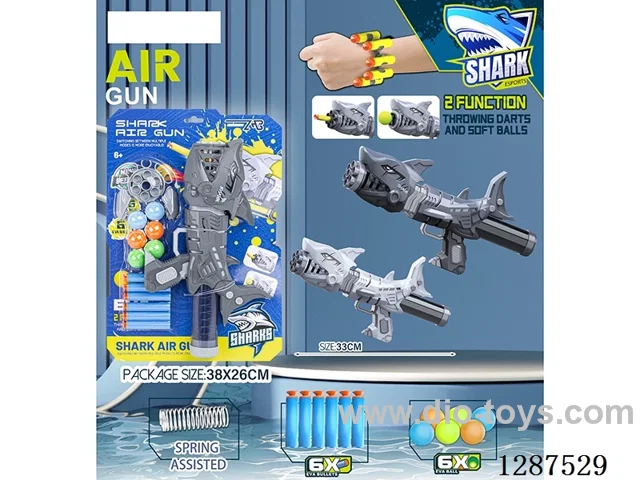 Spring Shark (Gray) Dual-Use Air-Powered Gun (6 balls, 6 EVA bullets)