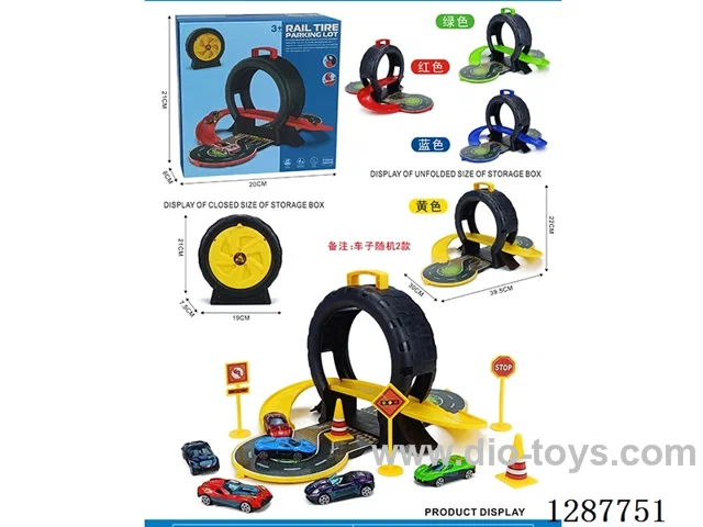 Wheel Storage Box + 2 alloy Cars + 5 Road Signs