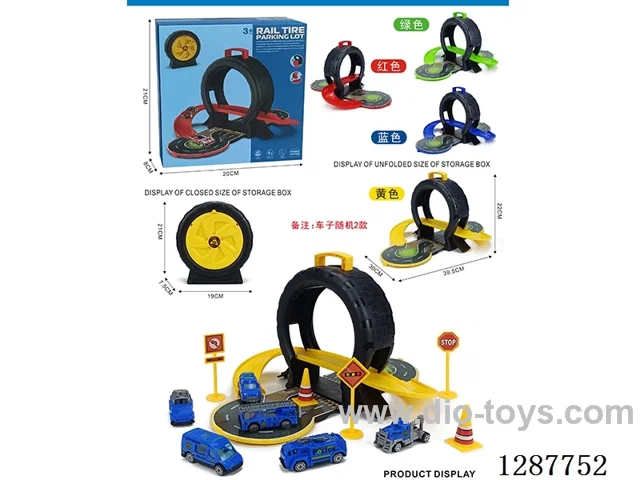 Wheel Storage Box + 2 alloy Cars + 5 Road Signs