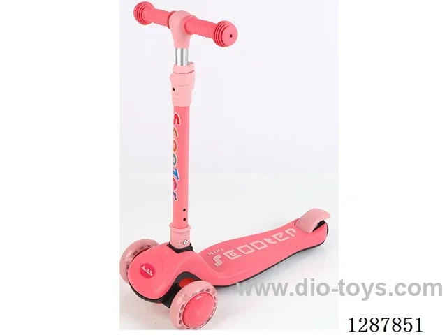 Scooter - 35 Cap Wheels, Soft Rubber Non-Slip, Lights & Music, Folds in a Second, 4-Level Adjustment, Full-Cover Deck - Pink/Blue/Yellow/Green