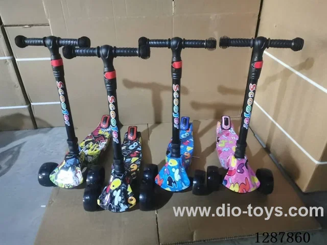 Scooter - Graffiti 50 Wheels, Lights & Music, One-Second Fold—Black/Yellow/Pink/Blue