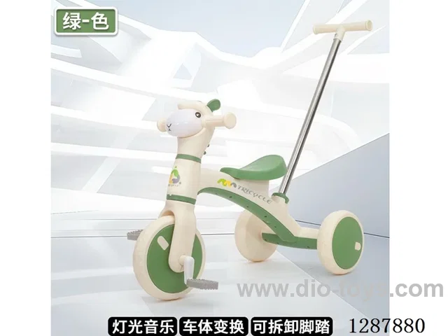 Multifunctional Alpaca Push Tricycle - Lights + Music - Orange/Green/Magenta - Eco-Friendly PP