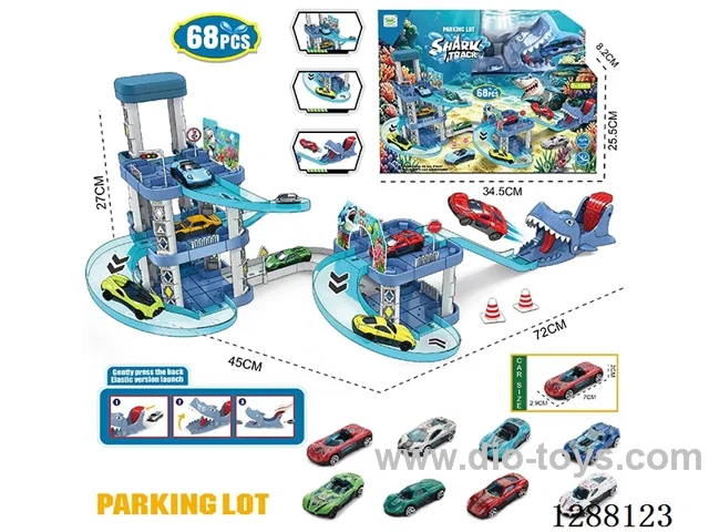 DIY Catapult Shark Track Parking Lot 68PCS
