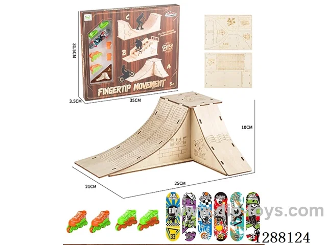 Alloy Finger Skateboard Set + Wooden DIY Scene