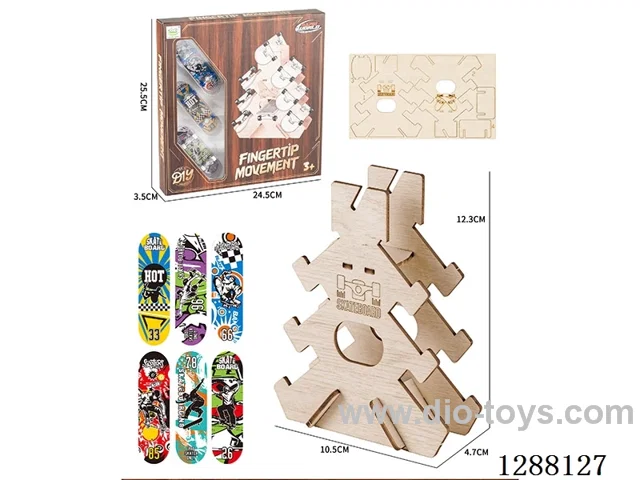 Alloy Finger Skateboard + Wooden DIY Display Stand