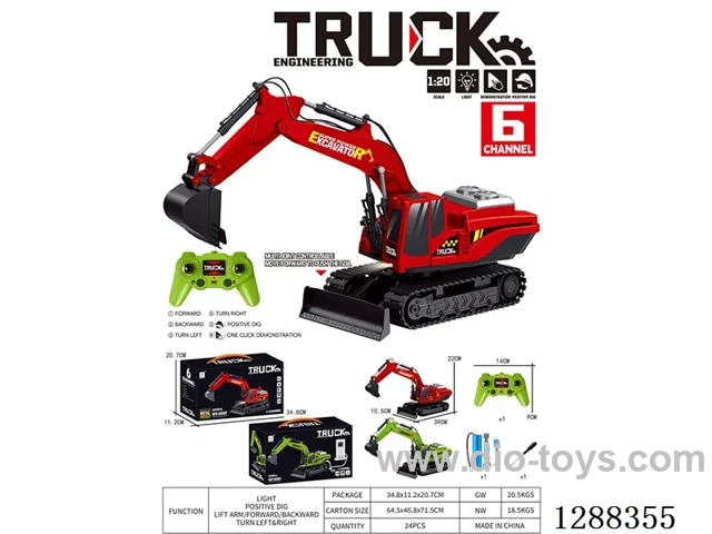 1:20 6ch 40MHZ RC alloy excavator W L/M included battery 2 colors