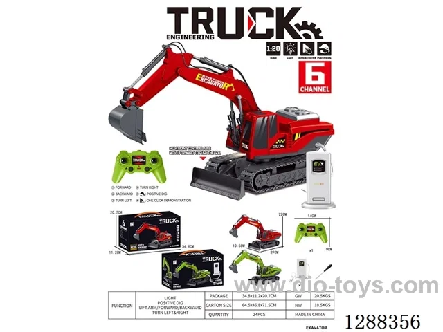 1:20 6ch 40MHZ RC alloy excavator W L/M included battery 2 colors