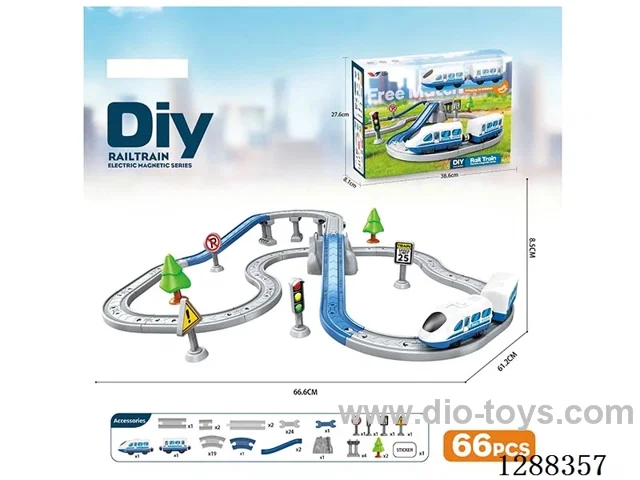 DIY Assembled Electric Track Train/66PCS with music not included battery