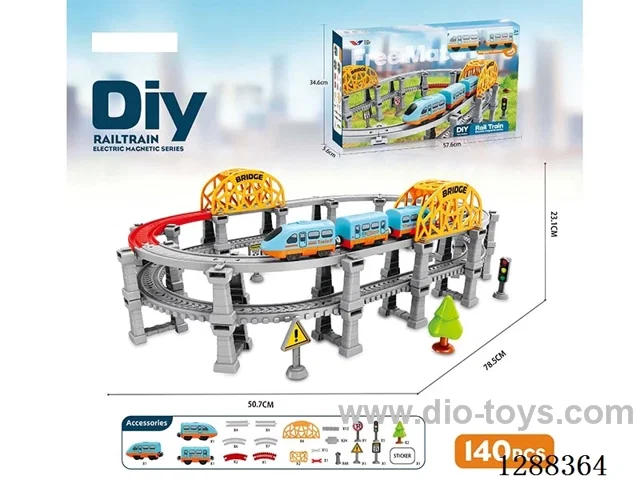 DIY Assembled Electric Track Train/140PCS with music not included battery