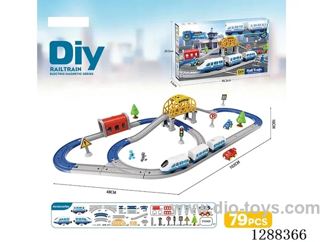 DIY Assembled Electric Track Train/79PCS with music not included battery