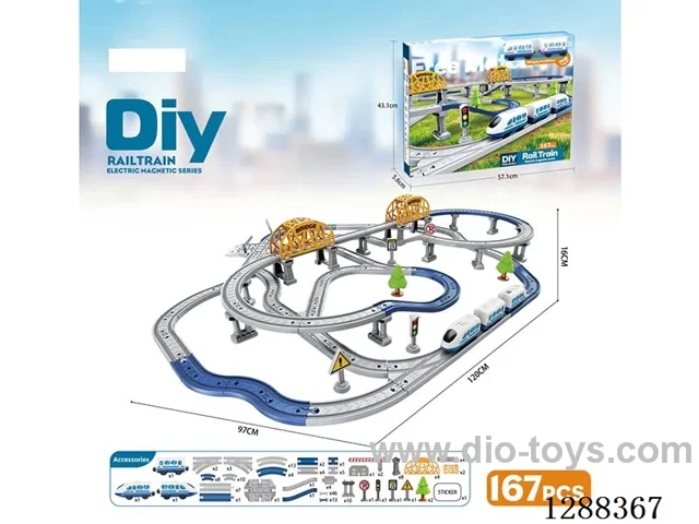 DIY Assembled Electric Track Train/167PCS with music not included battery