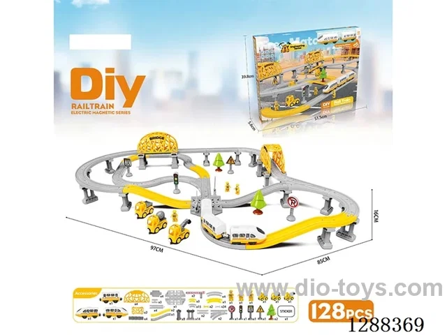DIY Assembled Electric Track Train/128PCS with music not included battery